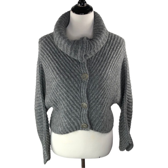 🆕 Sisley Cropped Mohair Wool Blend Cardigan Juniors Size 3XL - Picture 6 of 12